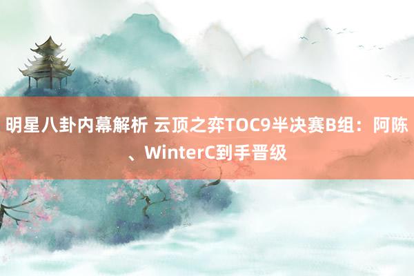 明星八卦内幕解析 云顶之弈TOC9半决赛B组：阿陈、WinterC到手晋级