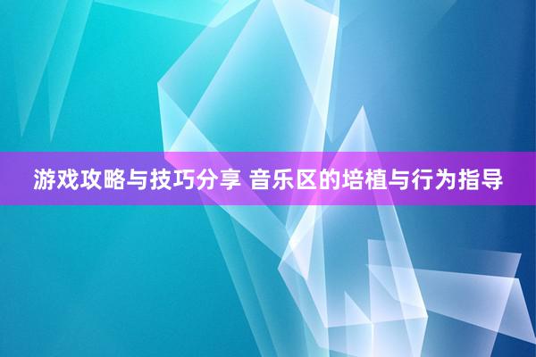 游戏攻略与技巧分享 音乐区的培植与行为指导