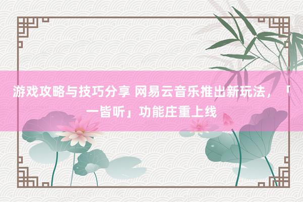 游戏攻略与技巧分享 网易云音乐推出新玩法，「一皆听」功能庄重上线