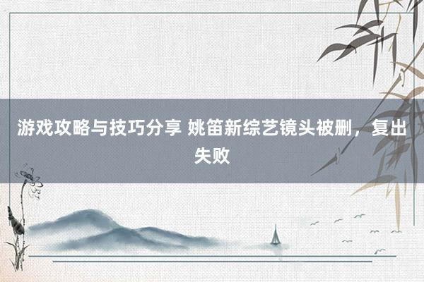 游戏攻略与技巧分享 姚笛新综艺镜头被删，复出失败